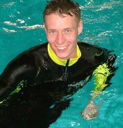 Tim in lycra swimsuit